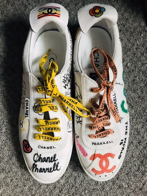 chanel pharrell sneakers ebay|white Chanel tennis shoes.